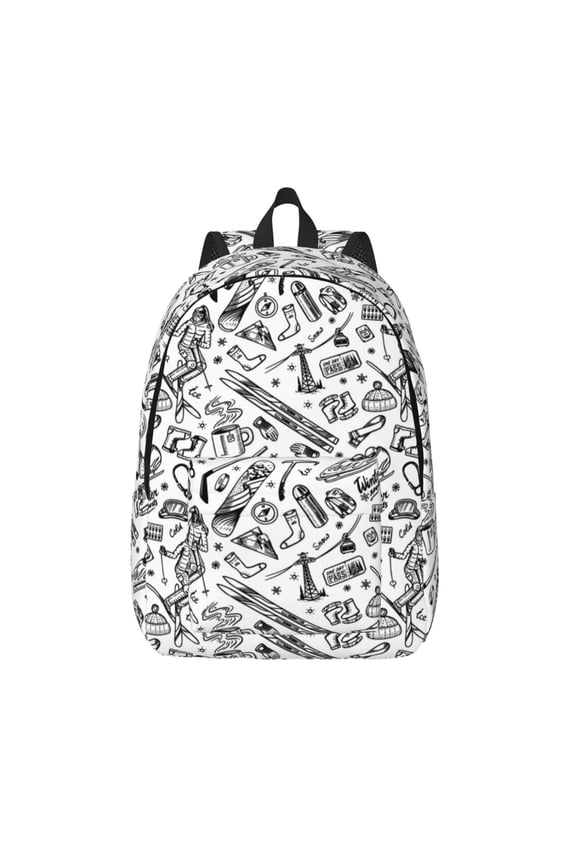 winter Ski Element Canvas Backpack, Durable Travel Backpack with Multiple Compartments,Large Capacity, Backpack for School, Hiking, Work