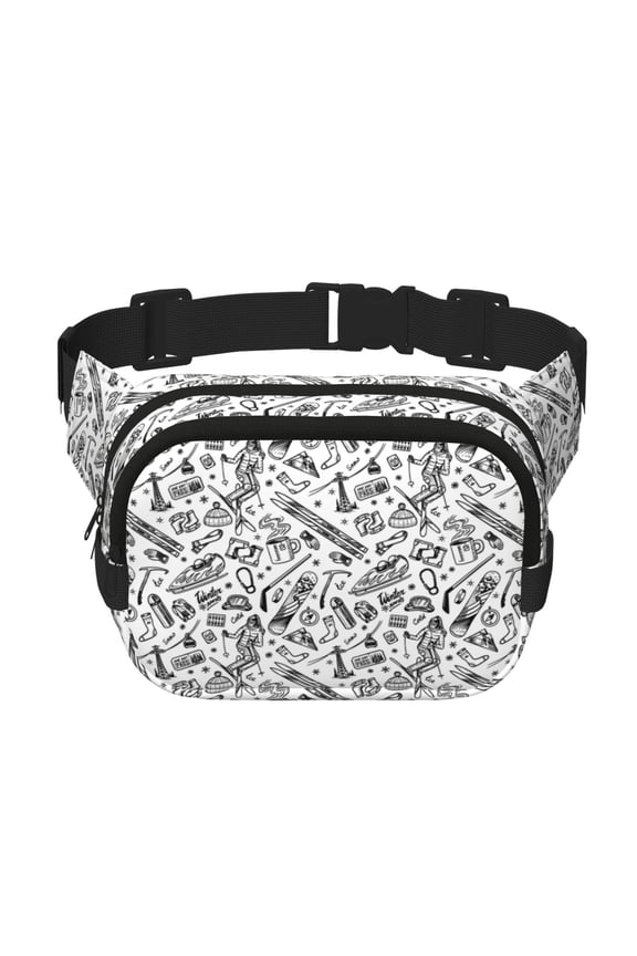 winter Ski Element for Double Layer Waist Bag Adjustable Fanny Pack For Travel Running Hiking