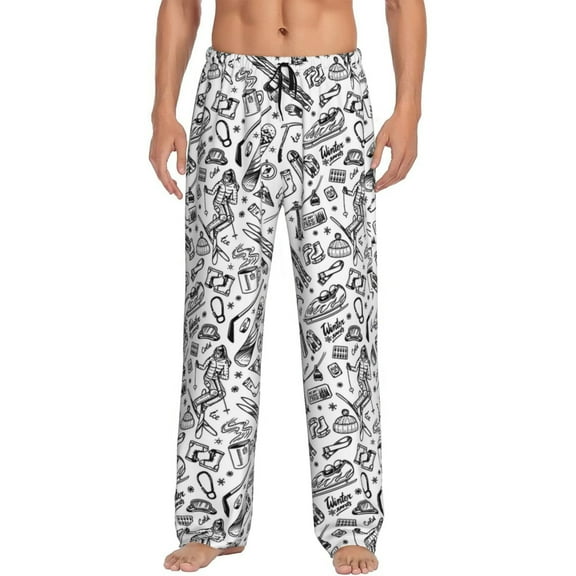 Hirioo winter Ski Element for Men's PJ Pajama Pants Sleep Pants Men's Home Trousers with Pockets,S-3XL-Small