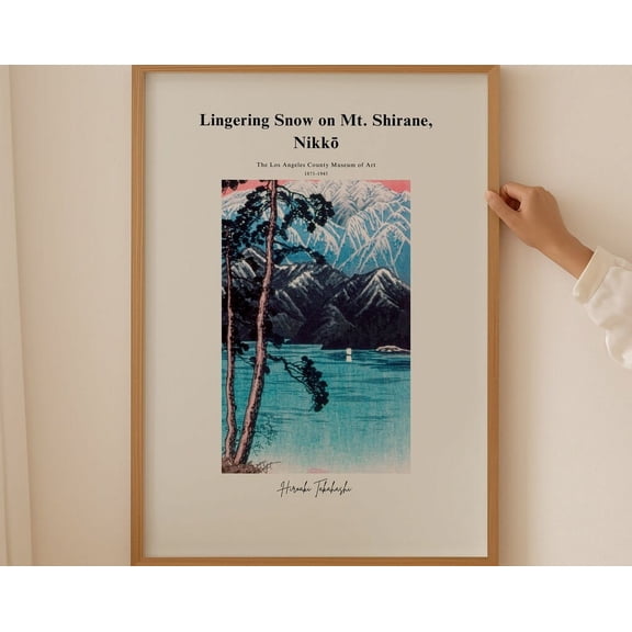 Hiroaki Takahashi Poster - Vintage Japandi Art Prints Lingering Snow On Mt. Shirane Nikko Print Ukiyo-E Mid-Century Wall Prints Decor Wall Art