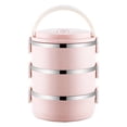 thumbnail image 1 of Hiroekza (1-4) Layer Stainless Steel Insulated Bento Lunch Box 16oz/Layer - Leakproof, BPA-Free Salad/Snack Box Container - Stackable Thermal Compartment Bento/Food Container for Women & Men Pink, 1 of 9