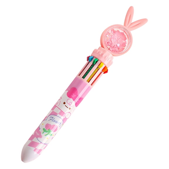 Hiroekza 10 Color Ballpoint Pen Sequins Gel Pen for Students Office Multi-color Press Pen 5ml Plastic Ink 10-in-1 Writing Tool Gift