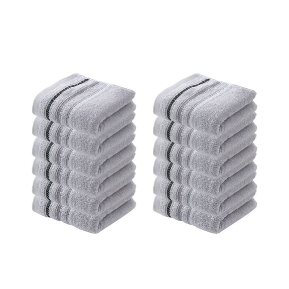 Hiroekza 12-Pack 100% Cotton Hand Towels Set for Bathroom Bath Sheets - Soft, Skin-frindly, Absorbent Towels for Bathroom, Gym, Spa, Hair Care, Facial Towels for Estheticians, Massage Towels Gray