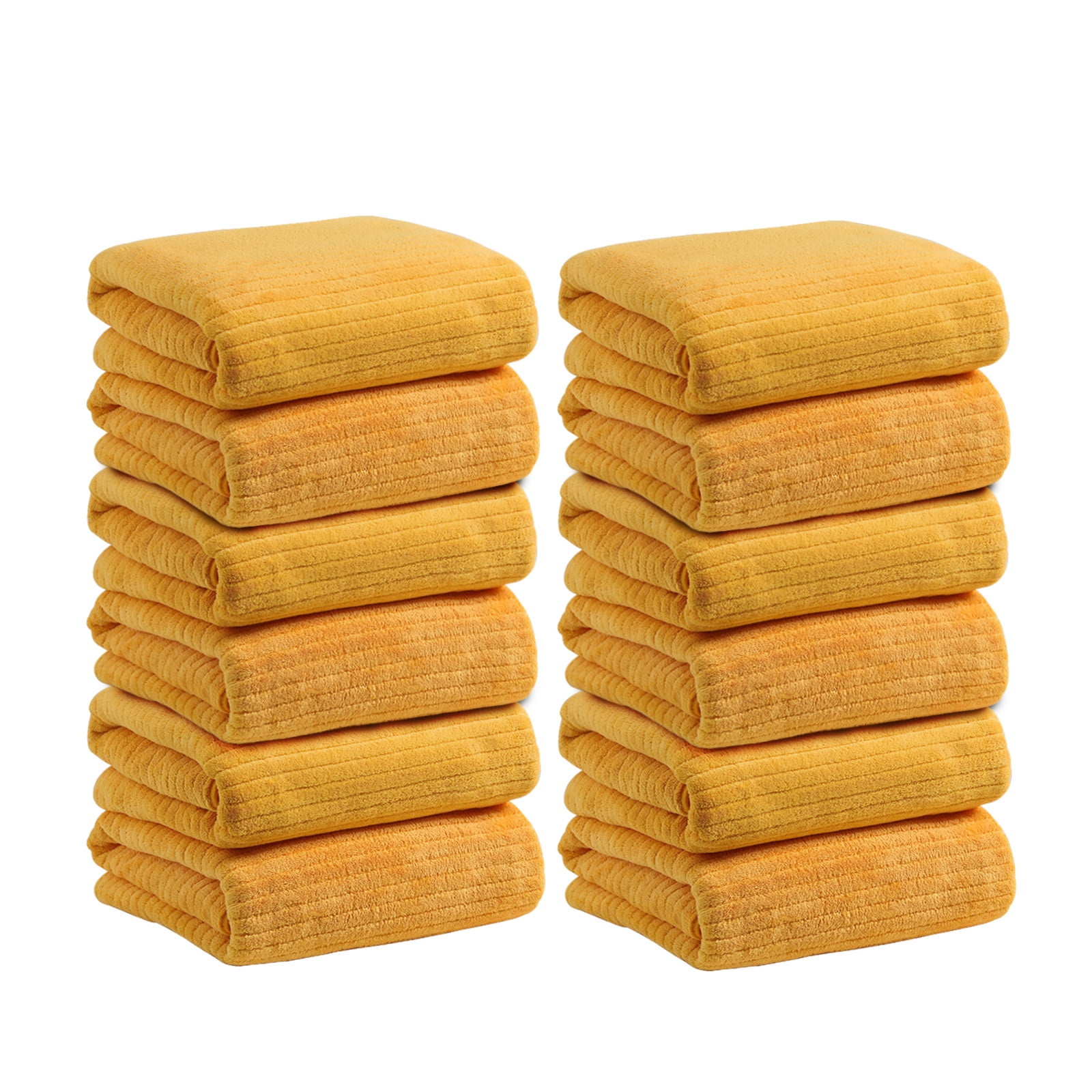 Hiroekza 12Pcs 100% Cotton Hand Towels Set for Bathroom Face & Shower Towels - Skin-friendly, Soft, Absorbent for Gym & Spa Use, Hand Towels Bulk Pack Yellow