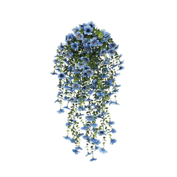 Hiroekza 2-Pack Violet & Eucalyptus Leaves Artificial Hanging Flowers Garland Violet Silk Flower Wall Hanging - 76x25cm Rattan Hanging Basket Decoration for Home Garden Outdoor Wedding Party Blue