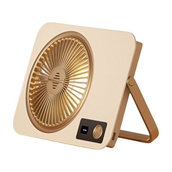 Hiroekza 2025 Digital Desktop Small Fan Can Be Hung With Multifunctional Charging Plug In Student Office Fan Yellow
