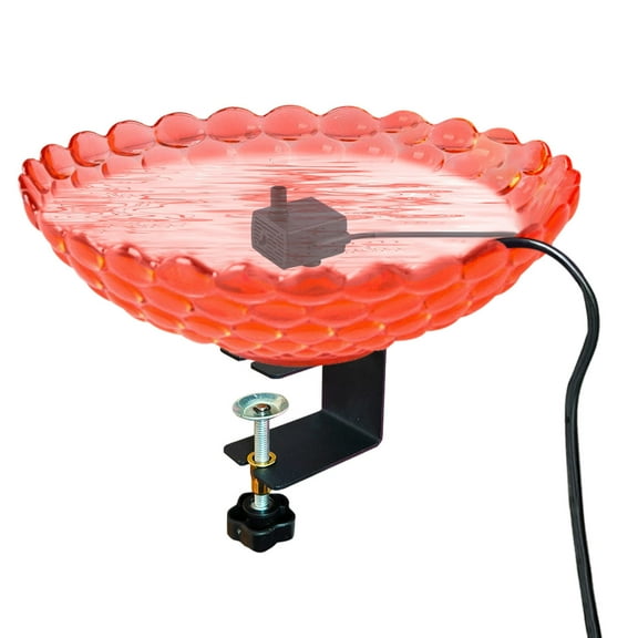 Hiroekza 2025 Outdoor Garden Bird Hummingbird Bath & Feeder - Adjustable Height, Durable & Decorative Red