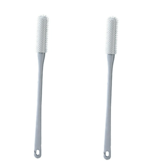 Hiroekza 2Pcs Toe Cleaning Brush with Long Handle - Foot Cleaning Brushes - Foot Toe Scrubber for Dead Skin & Keratin Removal - Toe Gap Cleaning Brush for Travel & Daily Use Gray