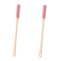 Hiroekza 2Pcs Toe Cleaning Brush with Long Handle - Foot Cleaning Brushes - Foot Toe Scrubber for Dead Skin & Keratin Removal - Toe Gap Cleaning Brush for Travel & Daily Use Pink