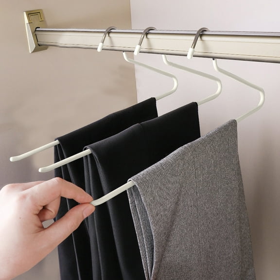 Hiroekza 3-Pack Heavy Duty Z Shaped Pants Hanger – Non Slip Space Saving Closet Organizer for Jeans Trousers Skirts – Durable Metal Closet Storage Rack for Home & Apartment White