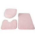 thumbnail image 1 of Hiroekza 3-Piece Bathroom Rug Set, Super Soft Non-Slip Absorbent Bath Mat & Bathtub Carpet, Modern Style for Bathroom, Hotel, Sauna Pink, 1 of 9