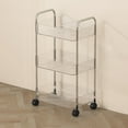 thumbnail image 1 of Hiroekza 3-Tier Rolling Utility Cart with Handle - Clear Plastic Rolling Shelf Cart - Multi-Functional Storage Trolley for Office, Living Room, Kitchen - Movable Storage Organizer with Wheels, 1 of 6