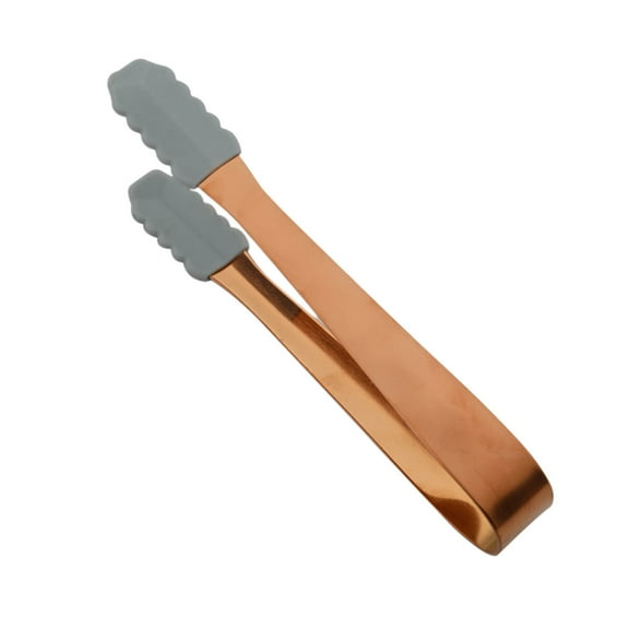 Hiroekza 304 Stainless Steel Food Tongs with Thickened Silicone Tips - Precision Kitchen Tweezer for Desserts, Charcuterie, BBQ, Ice Cubes & Appetizers Rose Gold