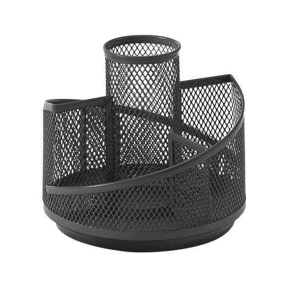 Hiroekza 360 Degree Rotating Pen Container Organizer - 3 Compartments, Large Capacity, Partial Hollow Design, 4.33×4.29 Inches, Multipurpose Desk Organizer for Office, Home, Workplace