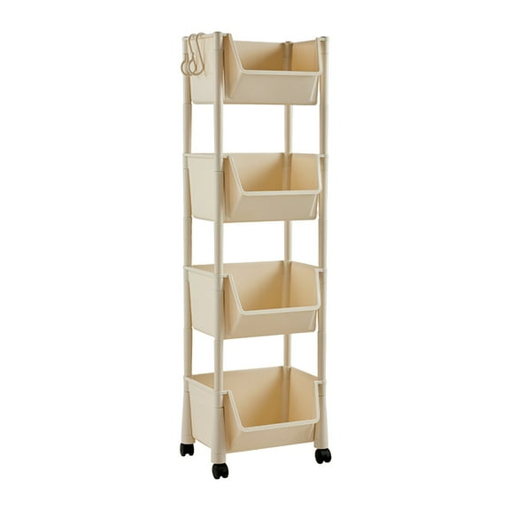 Hiroekza 4-Tier Plastic Rolling Utility Cart with Handle Multi-Functional Storage Trolley for Office Living Room Kitchen Movable Organizer with Wheels Gray