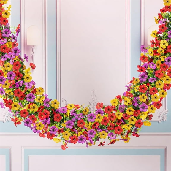 Hiroekza 5.9ft Artificial Flowers Garland Ivy Wall Hanging - UV Resistant Fake Daisy Floral Vine Silk Hanging Flower - Fake Vine for Home & Garden Decor