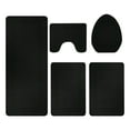 thumbnail image 1 of Hiroekza 5-Pieces Large Bathroom Rug Set with Toilet Cover - Soft Velvet Fleece, Non-Slip, Water Absorbent, Washable, Modern Style Black, 1 of 7