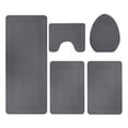 thumbnail image 1 of Hiroekza 5-Pieces Large Bathroom Rug Set with Toilet Cover - Soft Velvet Fleece, Non-Slip, Water Absorbent, Washable, Modern Style Gray, 1 of 7