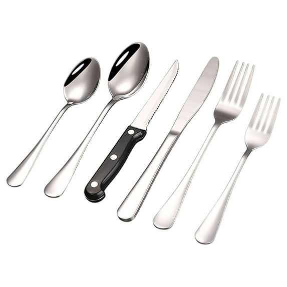 Hiroekza 6-Pieces Stainless Steel Flatware Cutlery Set Silverware Utensil Sets for Home, Restaurant, Party Silver