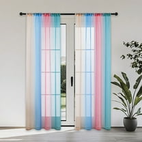 Hiroekza 63" Long Rainbow Ombre Sheer Curtains - Colorful Semi-Sheer Voile Drapes for Bedroom, Living Room & Patio - Lightweight Polyester Curtain Panel (63 x 55 Inch, 1 Panel)