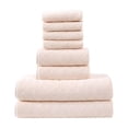 thumbnail image 1 of Hiroekza 8-Piece Coral Fleece Bath Towels Set for Bathroom 100% Cotton Towel Set Includes 2 Bath Towels 2 Hand Towels 4 Washcloths for Shower, Spa, Hotel & Home Bathroom Essentials Beige, 1 of 6
