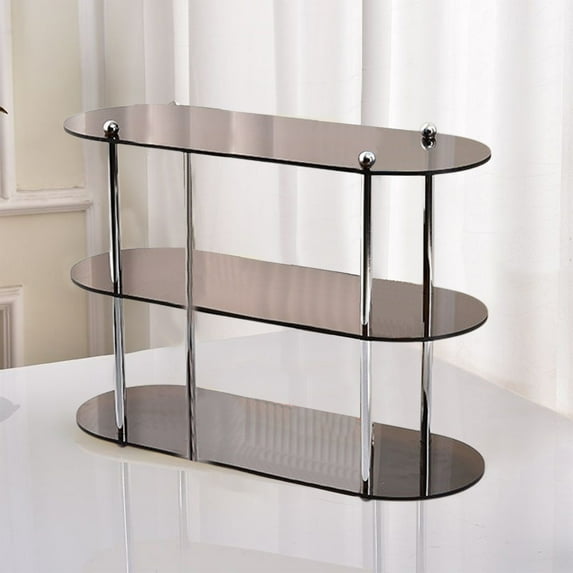 Hiroekza Acrylic 3-Tier Cup Rack Bathroom Storage Rack Clear Plastic Vanity Shelf Countertop Makeup Tray for Cosmetics Ornaments Brown