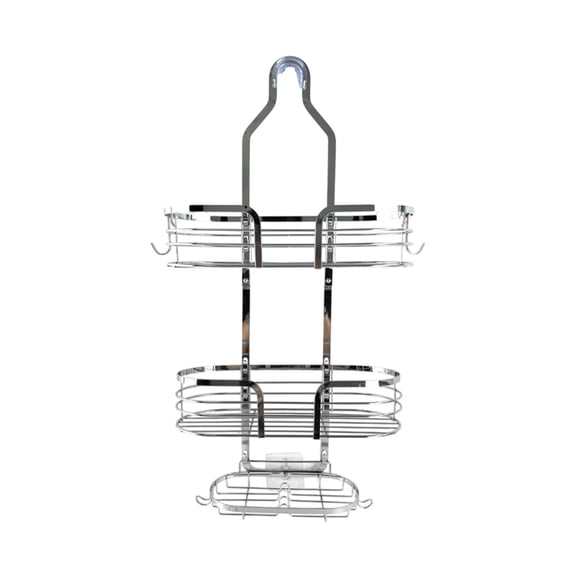Hiroekza No-drill Shower Caddy Organizer Over Showerhead Shelf Rack Storage - 3 Tier Stainless Steel Shower Organizer with Soap Rack for Bathroom Accessories Silver