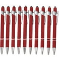 thumbnail image 1 of Hiroekza Aluminum Ballpoint Pen with Touchscreen Tip - Metal Body, 1.5g Ink, 10pc Set for Business, Student Writing, and Screen Use Red, 1 of 4