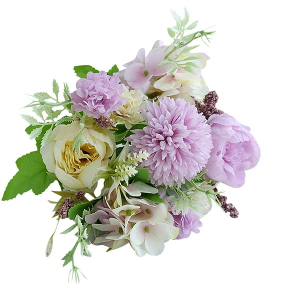 Hiroekza Artificial Flower - Rose, Globe Chrysanthemum & Hydrangea, Outdoor Indoor UV Resistant Real Looking Fake Flower for Wedding Party Home Garden Front Porch Decoration Purple