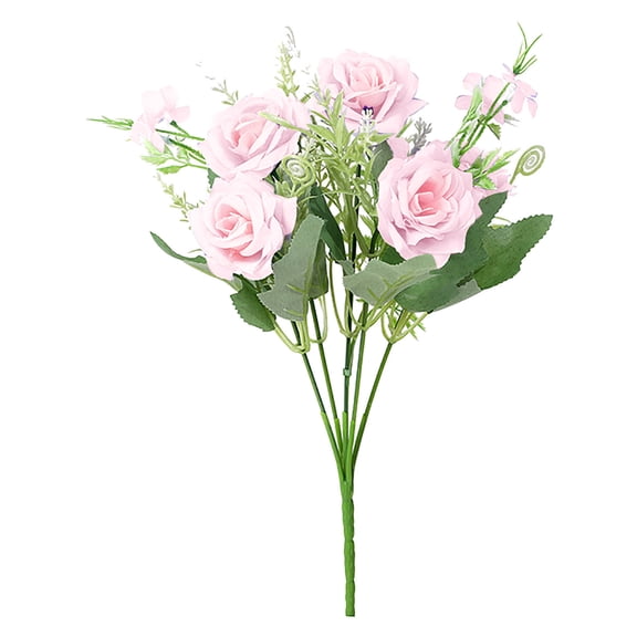 Hiroekza Artificial Rose Flower Bouquet - 30cm Lifelike Silk & Plastic Fake Flower for Living Room, Dining Table, Wedding Party, Home, Garden, Office UV Resistant Outdoor & Indoor Use Pink