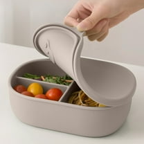 Hiroekza Bento Box Lunch Box Containers for Salad 3 Compartment 1000ml 34oz Food Safe Silicone Microwave & Dishwasher Safe Heat Resistant Leakproof for Adult Women Men White