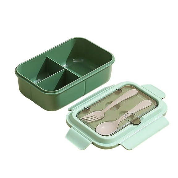 Hiroekza Bento Lunch Box with Tableware(Spoon, Fork)- Insulated & Sealed Portable Compartmented Microwave-Safe Lunch Box for Adults & s, 1200ml, BPA-Free, Multicolor Green