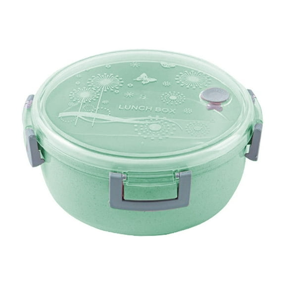 Hiroekza Bento Lunch Box - Wheat Straw Layered Microwaveable Lunch Box with Phone Holder for Students & Office Workers, Eco-Friendly, 6.69x6.69x8.95in Green