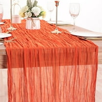 Hiroekza Bohemian Cheese Cloth Table Runner 72 Inch Long - Elegant Boho Gauze Cheesecloth Table Runners for Wedding, Party, Home & Kitchen Table Centerpiece Decor Orange