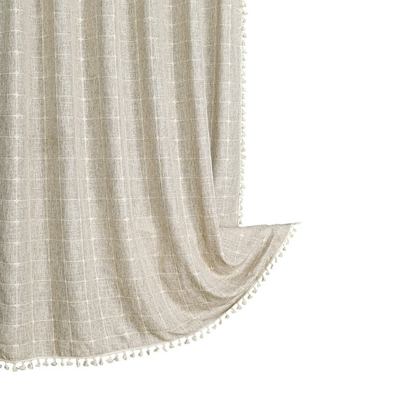 Hiroekza Bohemian Farmside Shower Curtain,Linen Heavy Duty Striped Fabric Shower Curtain Set with Tassel, Water Repellent, Bohemian Vintage Countries Cloth Shower Bathroom Curtain