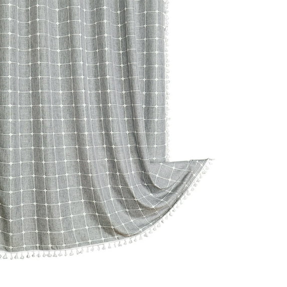 Hiroekza Bohemian Farmside Shower Curtain,Linen Heavy Duty Striped Fabric Shower Curtain Set with Tassel, Water Repellent, Bohemian Vintage Countries Cloth Shower Bathroom Curtain