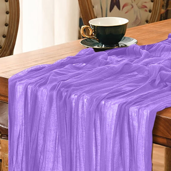 Hiroekza Boho Cheesecloth Table Runner 72 Inch Long - Gauze Table Runners for Kitchen, Dining, Table Centerpiece Decor - Cheese Cloth for Wedding Party Summer Garden Farmhouse Decorations Dark Purple