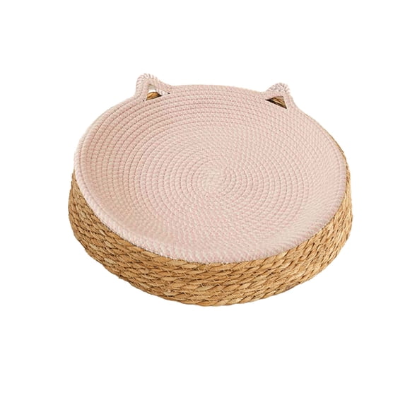 Hiroekza Breathable Rattan Round Pet Bed - Cozy & Durable Dog Mat for Relaxation 14x14in (Multiple Colors) Pink