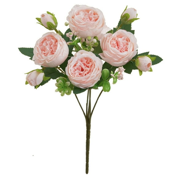 Hiroekza Cabbage Rose Artificial Flowers Bouquet 30cm No Fade Fake Flowers for Home Wedding Decoration - Vibrant Faux Plants Indoor & Outdoor - Decorative Flowers for Garden & Cemetery Champagne