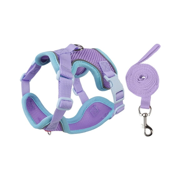 Hiroekza Cat Harness and Leash Set for Walking Kitten and Puppy - No Pull Soft Breathable Mesh Pet Harness - Reflective Adjustable Puppy Vest for Small Dogs, Cats Purple