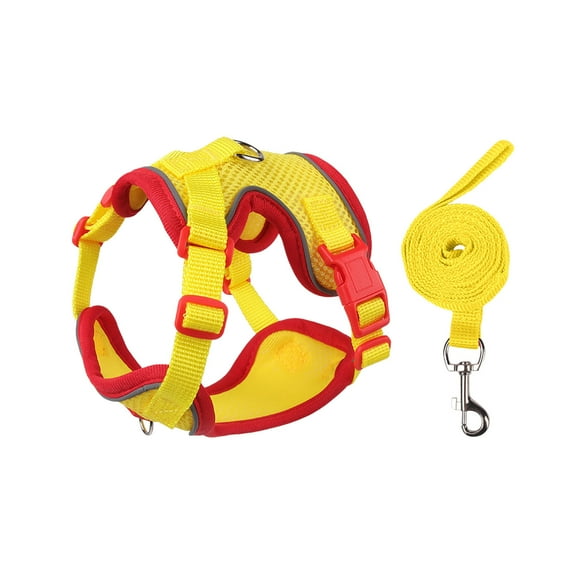 Hiroekza Cat Harness and Leash Set for Walking Kitten and Puppy - No Pull Soft Breathable Mesh Pet Harness - Reflective Adjustable Puppy Vest for Small Dogs, Cats Yellow