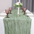 thumbnail image 1 of Hiroekza Cheesecloth Table Runner 118" Long - Boho Gauze Lace Table Runners for Wedding, Party Decor - Cheese Cloth Table Runner for Home Kitchen Centerpiece Sunmmer Garden Farmhouse Decor Green, 1 of 8