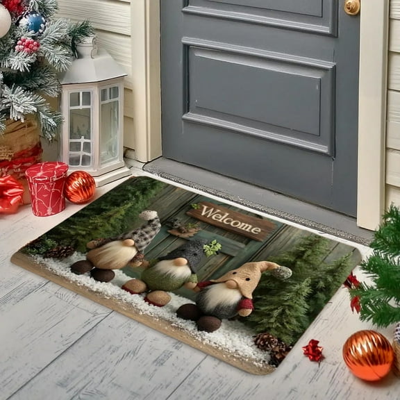 Hiroekza Christmas Decorations, Christmas Themed Decorative Floor Mat Stain Sturdy and Easy to Clean Bathroom Floor Mat Christmas Gifts for Kids