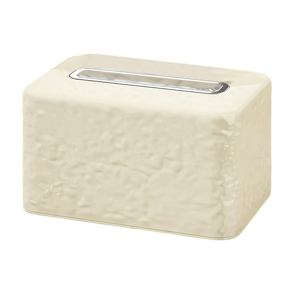 Hiroekza Clear Plastic Tissue Box Cover - Tissue Paper Box Organizer for Facial Tissues & Cell Phone, Fits Any Room White