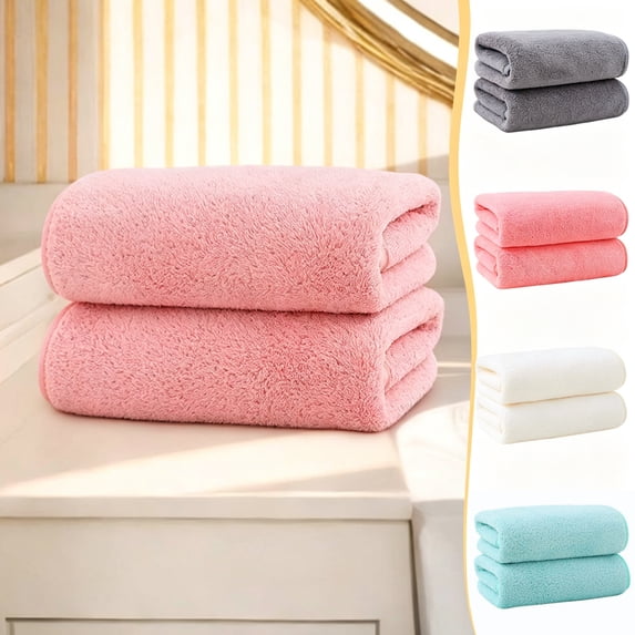 Hiroekza Cotton 2 Pack Bath Towel Set, Bath Towels 13.7"x23.9" in, Ultra Soft, Absorbent, Quick Drying and Lightweight, 100% Recyclable Towel Set