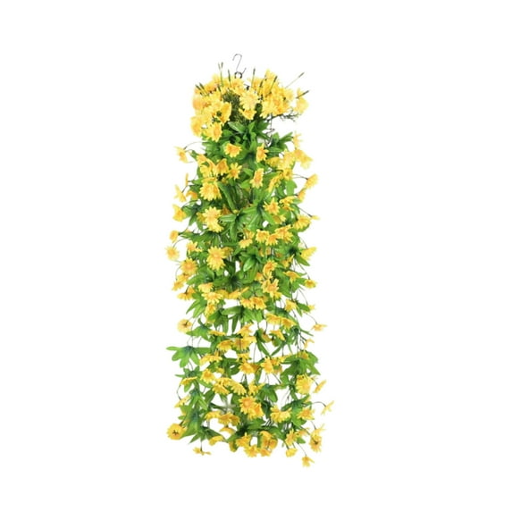 Hiroekza Daisy Artificial Hanging Flowers Garland 80cm Plastic Faux Flower Plants Fake Flowers Vines for Home Garden Outdoor Wedding Decorations Yellow