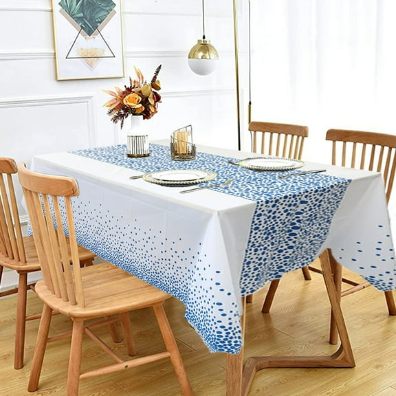 Hiroekza Disposable Plastic Tablecloth for Rectangle Tables - Plastic Waterproof & Oil Proof Table Cloths for Indoor/Outdoor Party/Event/Wedding/Birthday - 54 x108 Inch Table Cover Blue