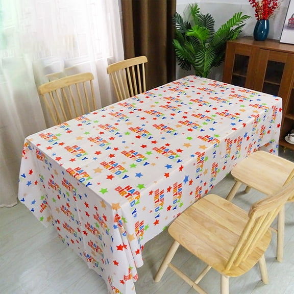 Hiroekza Disposable Plastic Tablecloth 54x108" Rectangle - Start Print Dining Table Cloth for Home Kitchen Birthday Party Decor - Waterproof Table Cover for Buffet/Dining/Banquet