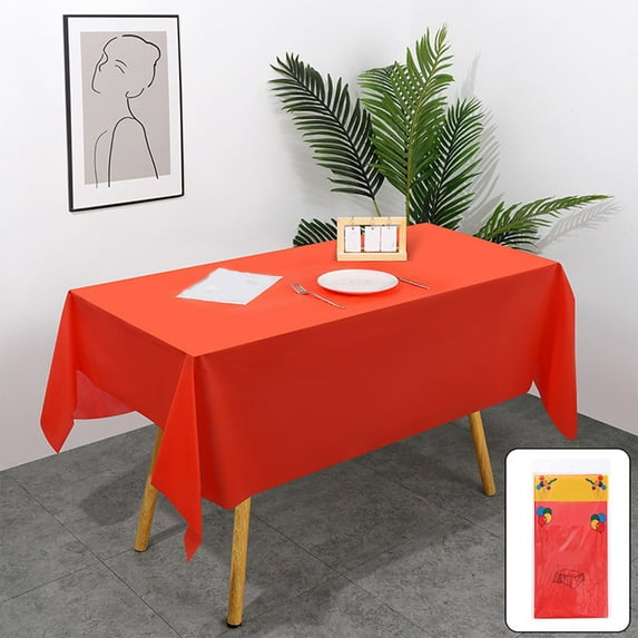 Hiroekza Disposable Rectangle Tablecloths 54x72 Inch - Waterproof/Stain-Resistant/Wrinkle-Free Table Cloth for Party, Picnic, Event - Dining Table Cover for Wedding/Buffet/Banquet Red