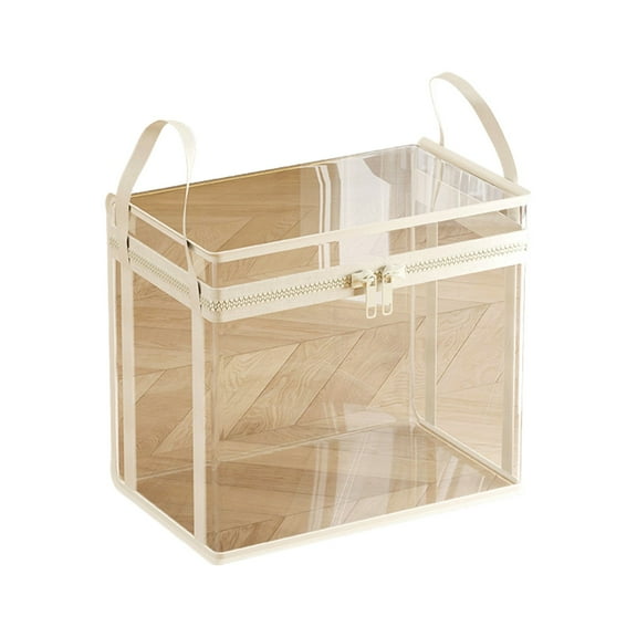 Hiroekza Doll Storage Bucket Toy Organizer Basket with Handle and Zipper Closure, Plastic Storage Box with Lid for Baby Dolls and Soft Toys, Home Cubes Baskets 15x9.4x15.6in Clear